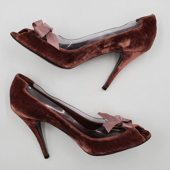 Stella McCartney Crushed Velvet Peep-toe Pumps - Picture 6 of 16